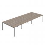 Jemini Six Person Back-to-Back Bench Desk 1600x800mm Grey OakSilver (Set of 3) KF800574 KF800574