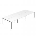 Jemini Six Person Back-to-Back Bench Desk 1600x800mm WhiteSilver (Set of 3) KF800580 KF800580