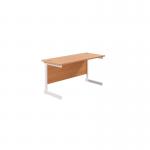 Jemini Single Rectangular Desk 1400x600x730mm Beech/White KF800587 KF800587