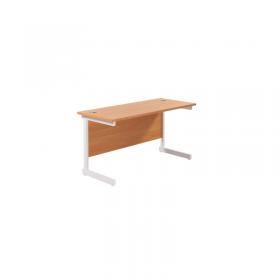 Jemini Single Rectangular Desk 1400x600x730mm Beech/White KF800587 KF800587