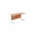 Jemini Single Rectangular Desk 1400x600x730mm Beech/White KF800587 KF800587