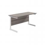 Jemini Single Rectangular Desk 1400x600x730mm Grey Oak/White KF800593 KF800593