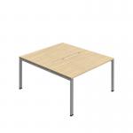 Jemini Two Person Back-to-Back Bench Desk 1600x800mm Nova OakSilver KF800627 KF800627