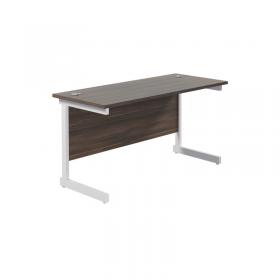 Jemini Single Rectangular Desk 1400x600x730mm Dark Walnut/White KF800632 KF800632