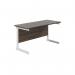 Jemini Single Rectangular Desk 1400x600x730mm Dark WalnutWhite KF800632 KF800632