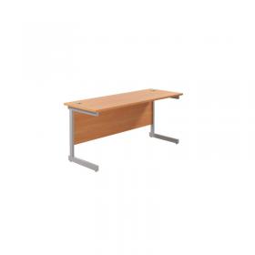 Jemini Single Rectangular Desk 1600x600x730mm Beech/Silver KF800648 KF800648