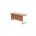 Jemini Single Rectangular Desk 1600x600x730mm Beech/Silver KF800648 KF800648