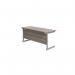 Jemini Single Rectangular Desk 1600x600x730mm Grey Oak/Silver KF800654 KF800654