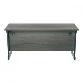 Jemini Single Rectangular Desk 1600x600x730mm Grey Oak/Silver KF800654 KF800654