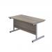 Jemini Single Rectangular Desk 1600x600x730mm Grey Oak/Silver KF800654 KF800654