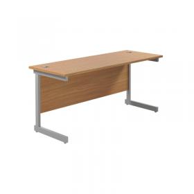 Jemini Single Rectangular Desk 1600x600x730mm Nova Oak/Silver KF800660 KF800660