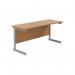 Jemini Single Rectangular Desk 1600x600x730mm Nova Oak/Silver KF800660 KF800660