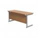 Jemini Single Rectangular Desk 1600x600x730mm Nova Oak/Silver KF800660 KF800660