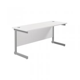 Jemini Single Rectangular Desk 1600x600x730mm White/Silver KF800676 KF800676