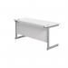 Jemini Single Rectangular Desk 1600x600x730mm White/Silver KF800676 KF800676