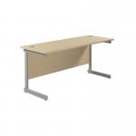 Jemini Single Rectangular Desk 1600x600x730mm Maple/Silver KF800682 KF800682