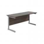 Jemini Single Rectangular Desk 1600x600x730mm Dark Walnut/Silver KF800698 KF800698