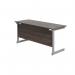 Jemini Single Rectangular Desk 1600x600x730mm Dark Walnut/Silver KF800698 KF800698