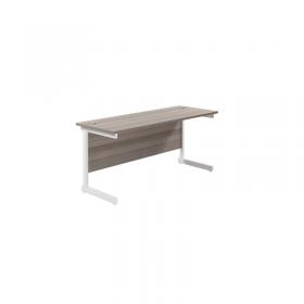 VOW Jemini Single Rectangular Desk 1600x600x730mm Grey OakWhite KF800719 KF800719