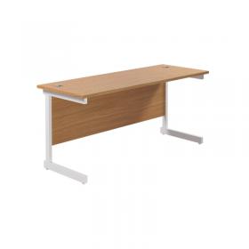 Jemini Single Rectangular Desk 1600x600x730mm Nova OakWhite KF800725 KF800725