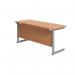 Jemini Single Rectangular Desk 1800x600x730mm Beech/Silver KF800766 KF800766