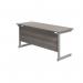 Jemini Single Rectangular Desk 1800x600x730mm Grey Oak/Silver KF800772 KF800772