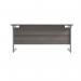 Jemini Single Rectangular Desk 1800x600x730mm Grey Oak/Silver KF800772 KF800772