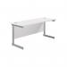 Jemini Single Rectangular Desk 1800x600x730mm White/Silver KF800794 KF800794