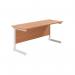 Jemini Single Rectangular Desk 1800x600x730mm Beech/White KF800821 KF800821