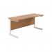 Jemini Single Rectangular Desk 1800x600x730mm Nova OakWhite KF800840 KF800840