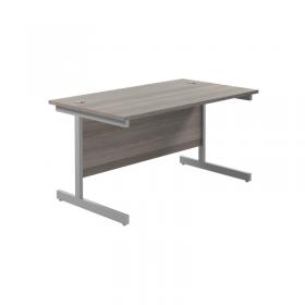 Jemini Single Rectangular Desk 1200x800x730mm Grey Oak/Silver KF801014 KF801014