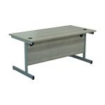 Jemini Single Rectangular Desk 1200x800x730mm Grey Oak/Silver KF801014 KF801014