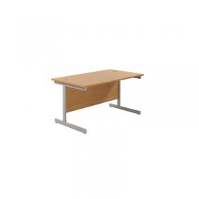 Jemini Single Rectangular Desk 1200x800x730mm Nova Oak/Silver KF801020 KF801020