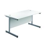 Jemini Single Rectangular Desk 1200x800x730mm White/Silver KF801033 KF801033