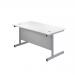 Jemini Single Rectangular Desk 1200x800x730mm White/Silver KF801033 KF801033