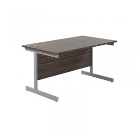 Jemini Single Rectangular Desk 1200x800x730mm Dark Walnut/Silver KF801055 KF801055