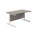 Jemini Single Rectangular Desk 1200x800x730mm Grey Oak/White KF801077 KF801077