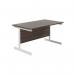 Jemini Single Rectangular Desk 1200x800x730mm Dark Walnut/White KF801110 KF801110