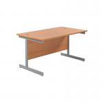 Jemini Single Rectangular Desk 1400x800x730mm Beech/Silver KF801126 KF801126