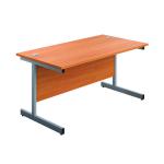 Jemini Single Rectangular Desk 1400x800x730mm Beech/Silver KF801126 KF801126