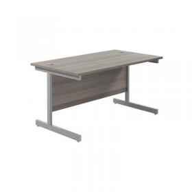 VOW Jemini Single Rectangular Desk 1400x800x730mm Grey OakSilver KF801139 KF801139