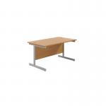 Jemini Single Rectangular Desk 1400x800x730mm Nova Oak/Silver KF801145 KF801145