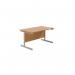 Jemini Single Rectangular Desk 1400x800x730mm Nova Oak/Silver KF801145 KF801145