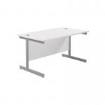 Jemini Single Rectangular Desk 1400x800x730mm White/Silver KF801151 KF801151