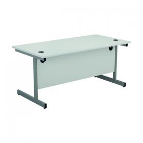 Jemini Single Rectangular Desk 1400x800x730mm White/Silver KF801151 KF801151