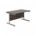 Jemini Single Rectangular Desk 1400x800x730mm Dark Walnut/Silver KF801173 KF801173