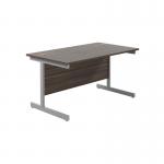 Jemini Single Rectangular Desk 1400x800x730mm Dark WalnutSilver KF801173 KF801173