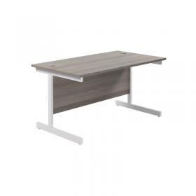 VOW Jemini Single Rectangular Desk 1400x800x730mm Grey OakWhite KF801195 KF801195