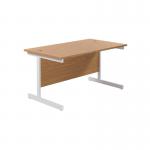 Jemini Single Rectangular Desk 1400x800x730mm Nova Oak/White KF801200 KF801200