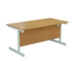 Jemini Single Rectangular Desk 1400x800x730mm Nova Oak/White KF801200 KF801200